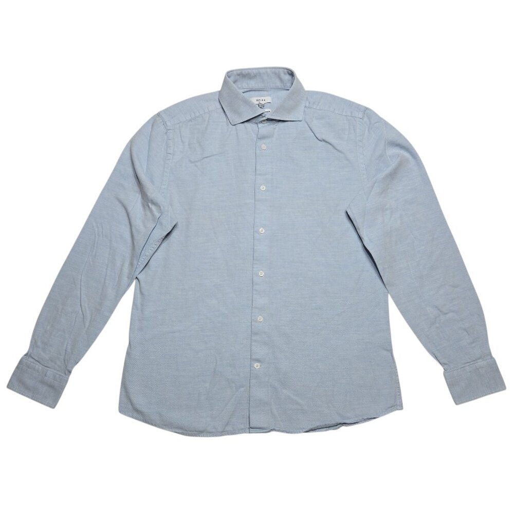 Reiss Shirt Mens Medium Light‎ Blue Regular Fit Long Sleeve Button Up Office